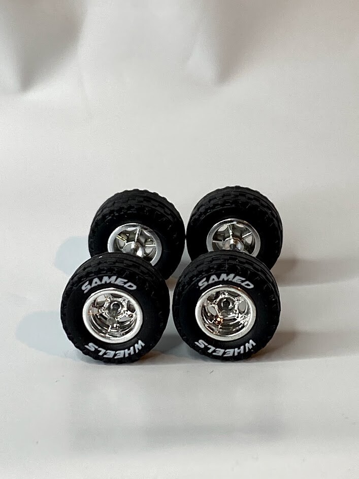 14mm 4×4 Truck Tire Sets – Chrome 5 spoke for Hot Wheels