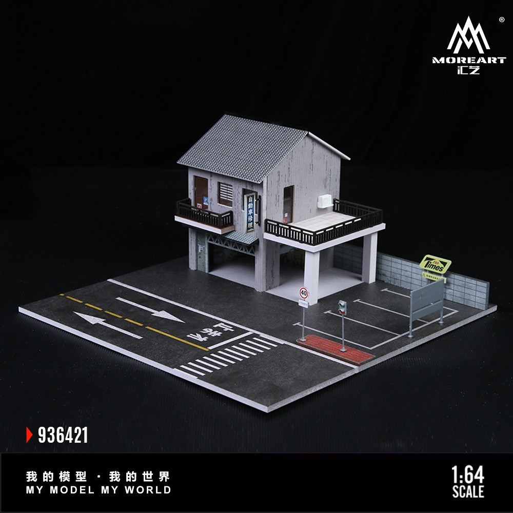 1/64 Diorama Garage Scene Building LED Light Display Parking Lot scene Model US