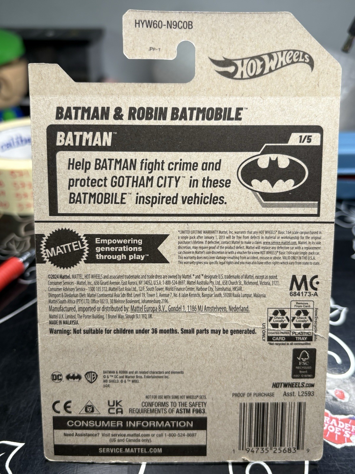 Hot Wheels Batman & Robin Batmobile Hw Batman 2/250