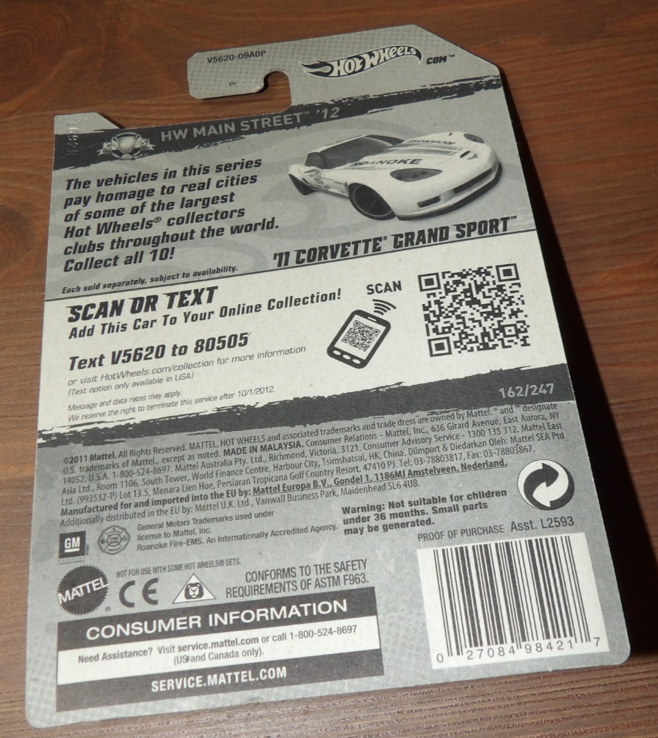 2X – 2012 Hot Wheels Main Street – ‘11 Corvette Grand Sport & 2010 Ford Mustang