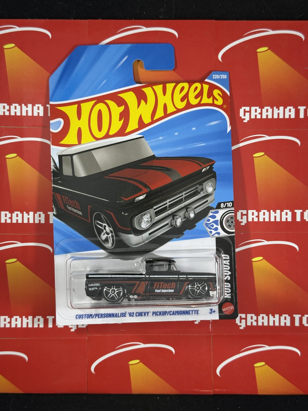 Custom ’62 Chevy Pickup #220 Black 8/10 Rod Squad 2026 Hot Wheels Mix L