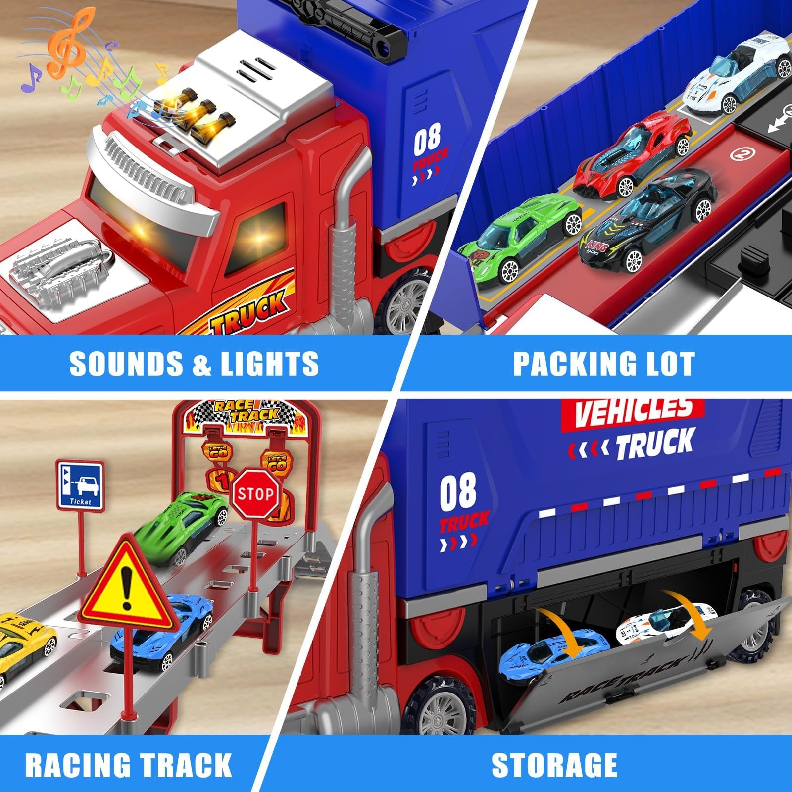 Carrier Truck Race Track Toys, Truck Toys for 3, 4, 5, 6, 7, 8 Years Old Kids…