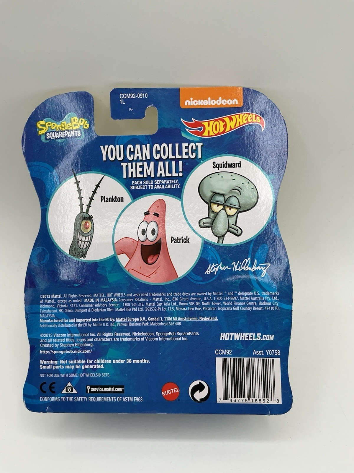 2013 Hot Wheels Character Cars Nickelodeon Spongebob Squarepants 1:64 Scale-Z 39