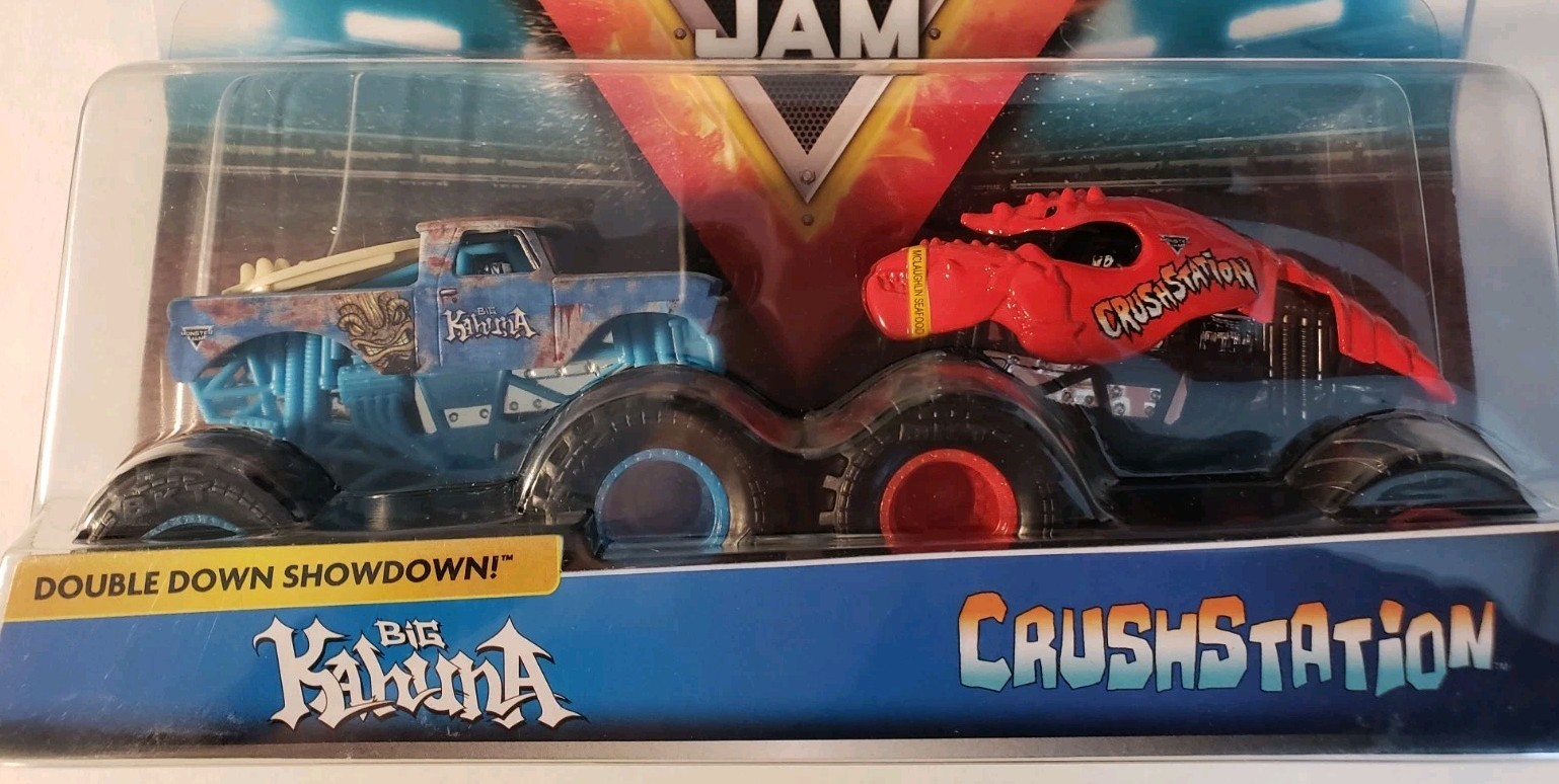 2019 Spin Master Monster Jam Double Down Showdown Big Kahuna & Crushstation New