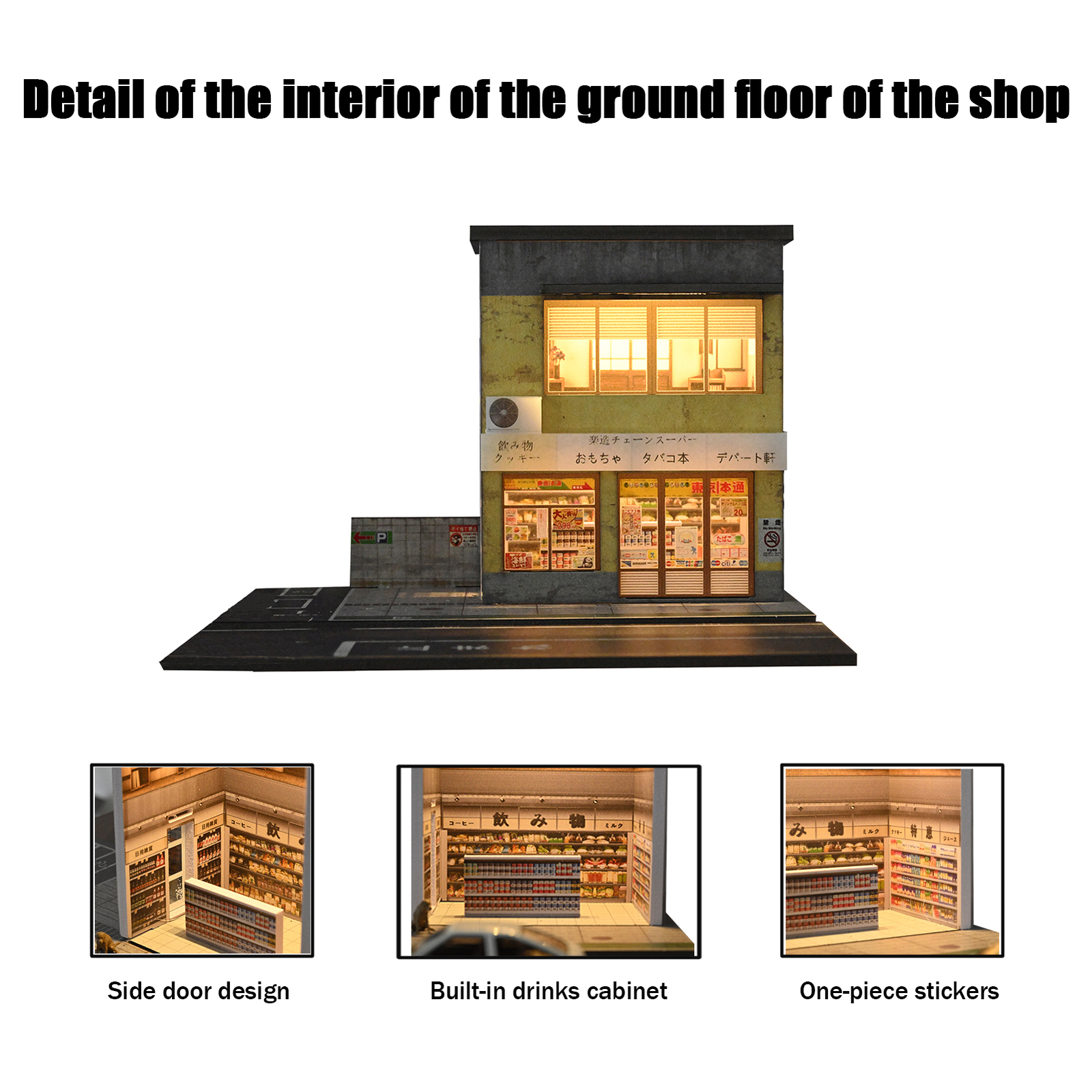 US Diorama 1/64 Diecast Garage Model LED Lighting Parking Lot Scene Display Case