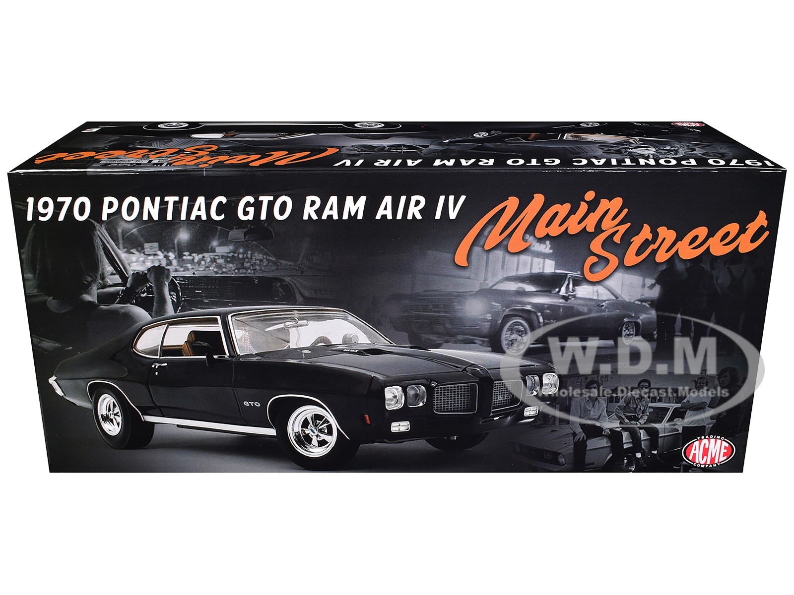 1970 PONTIAC GTO RAM AIR IV “MAIN STREET” BLACK 1/18 DIECAST BY ACME A1801229