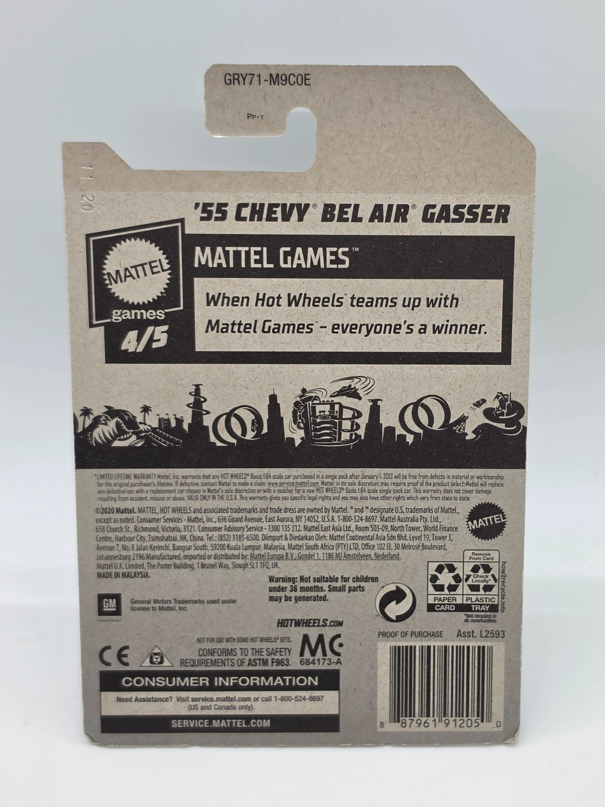 2020 Hot Wheels ’55 Chevy Bel Air Gasser Guster Mattel Games 4/5 121/250 Sealed