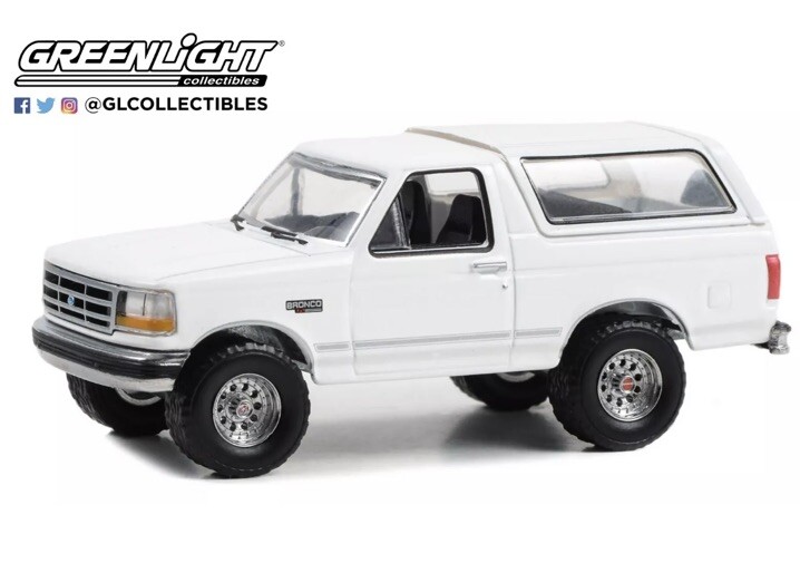 1:64 GreenLight HOBBY EXCLUSIVE Oxford White 1993 Ford Bronco XLT OJ Simpson NEW