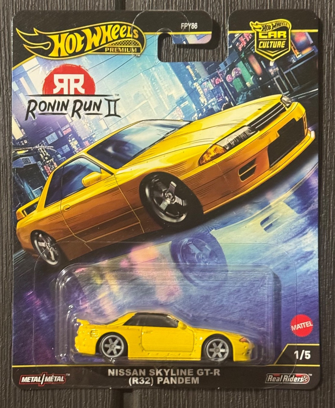 Hot Wheels Nissan R32 GT-R Pandem Yellow Ronin Run 2 FPY86-961 M 1/64