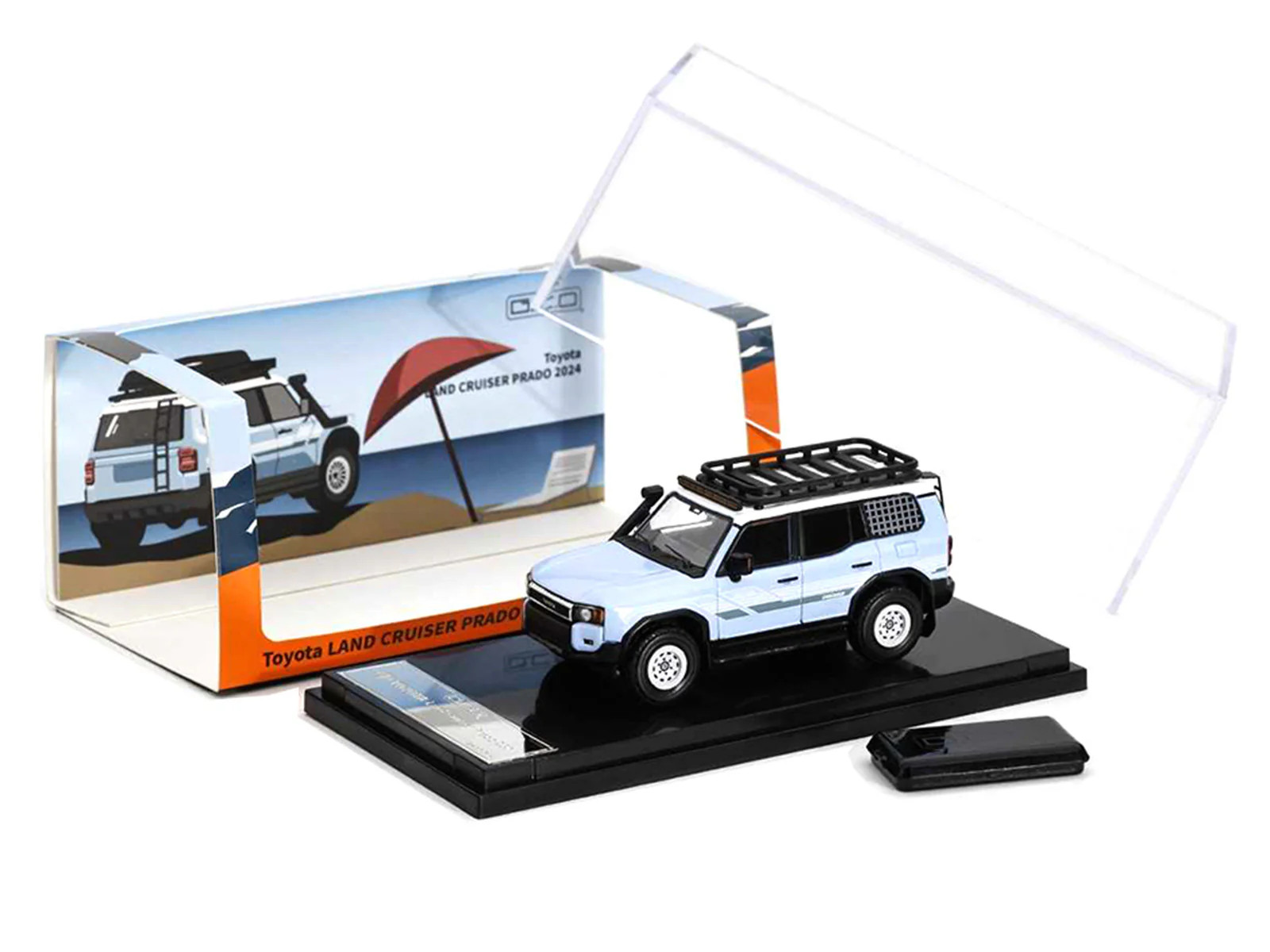 2024 Toyota Land Cruiser Prado Light Blue with White Top and Stripes with Roof R