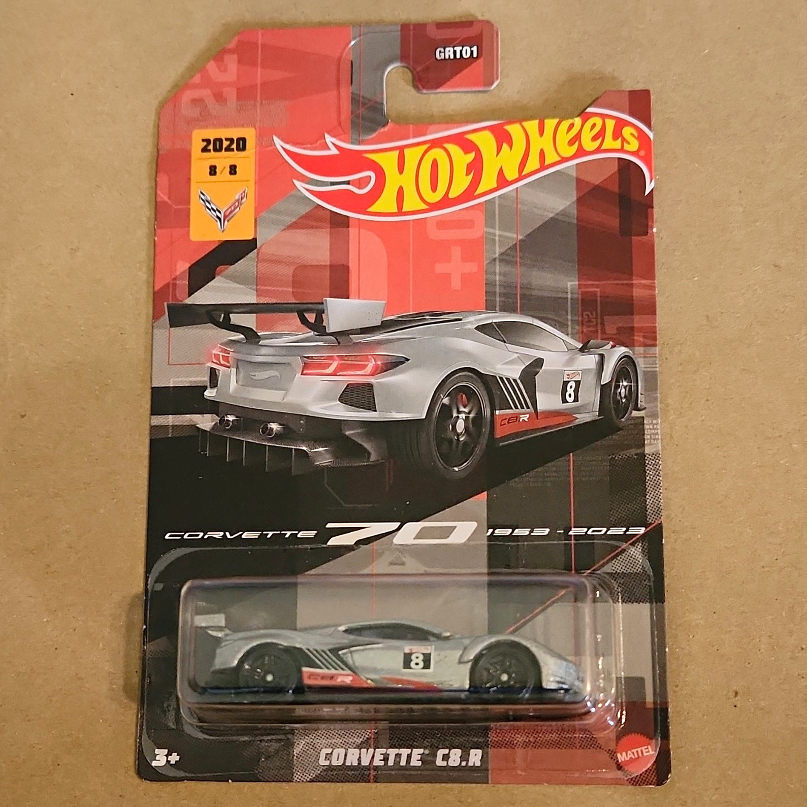 Hot Wheels Corvette C8.R Corvette 70 8/8 1:64 2020 Silver/Black/Red Unopened