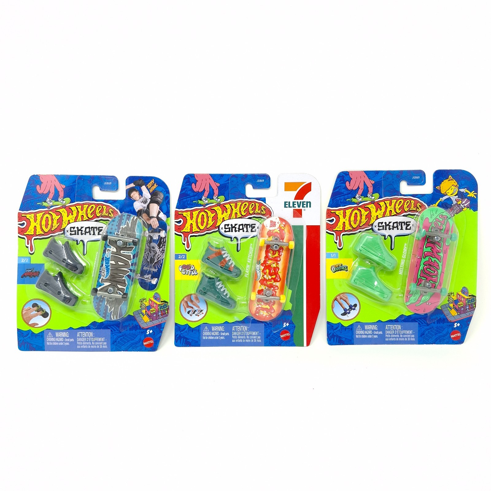 Hot Wheels Skate Tony Hawk Fingerboard Lot of 3 Skateboards 7-11 – New