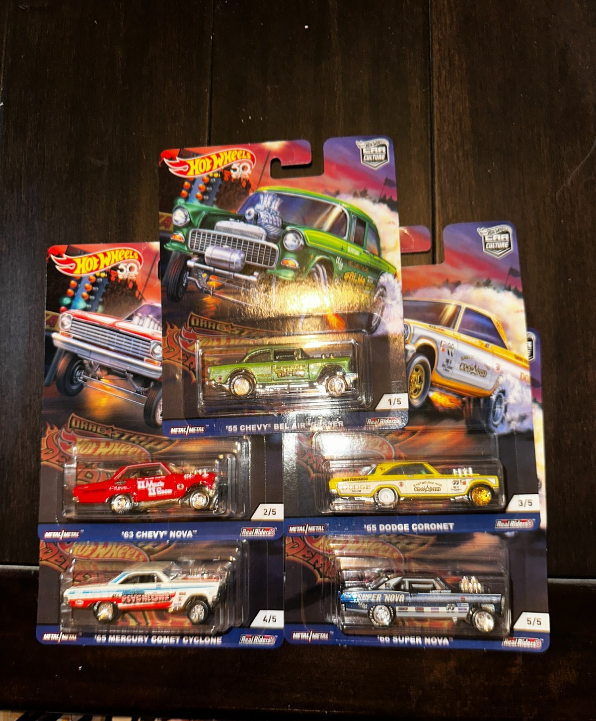 Hot Wheels Car Culture Drag Strip Demons Complete 5 Car Set 55 Chevy Bel Air …