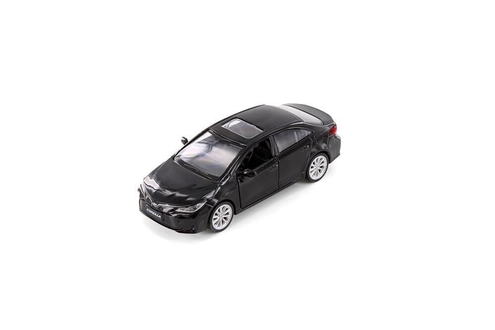 Black Toyota Corolla Diecast Toy with Pullback Action 1/43 Scale 4.25 Inches Lon