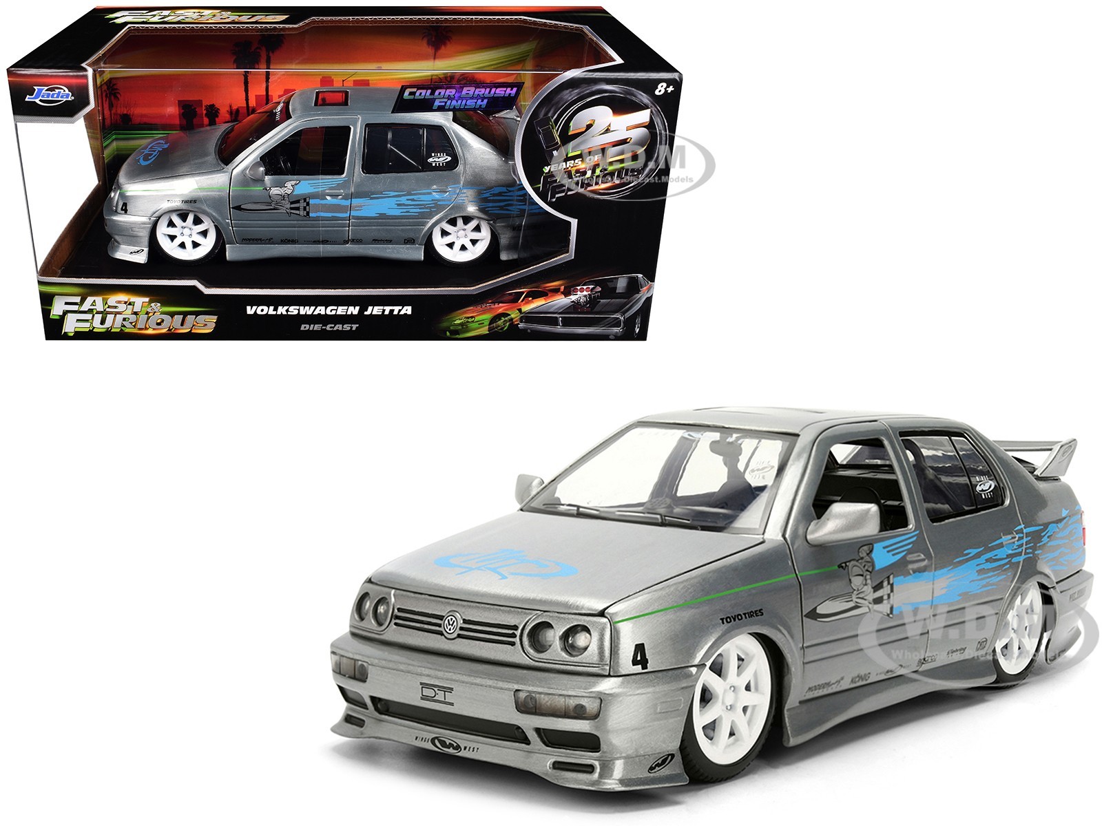 VOLKSWAGEN JETTA COLOR BRUSH “FAST & FURIOUS 25 YEARS” 1/24 MODEL BY JADA 37820