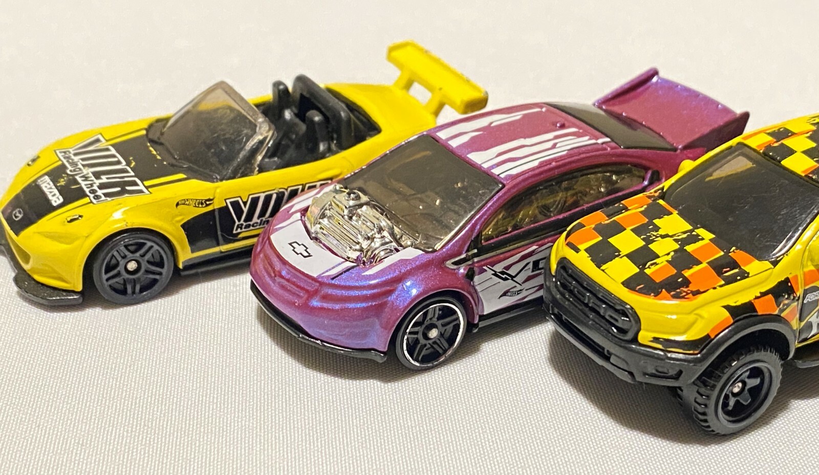Hot Wheels Lot3 Ranger Raptor, Super Volt, Mazda MX5 Collectible Toy Car Diecast