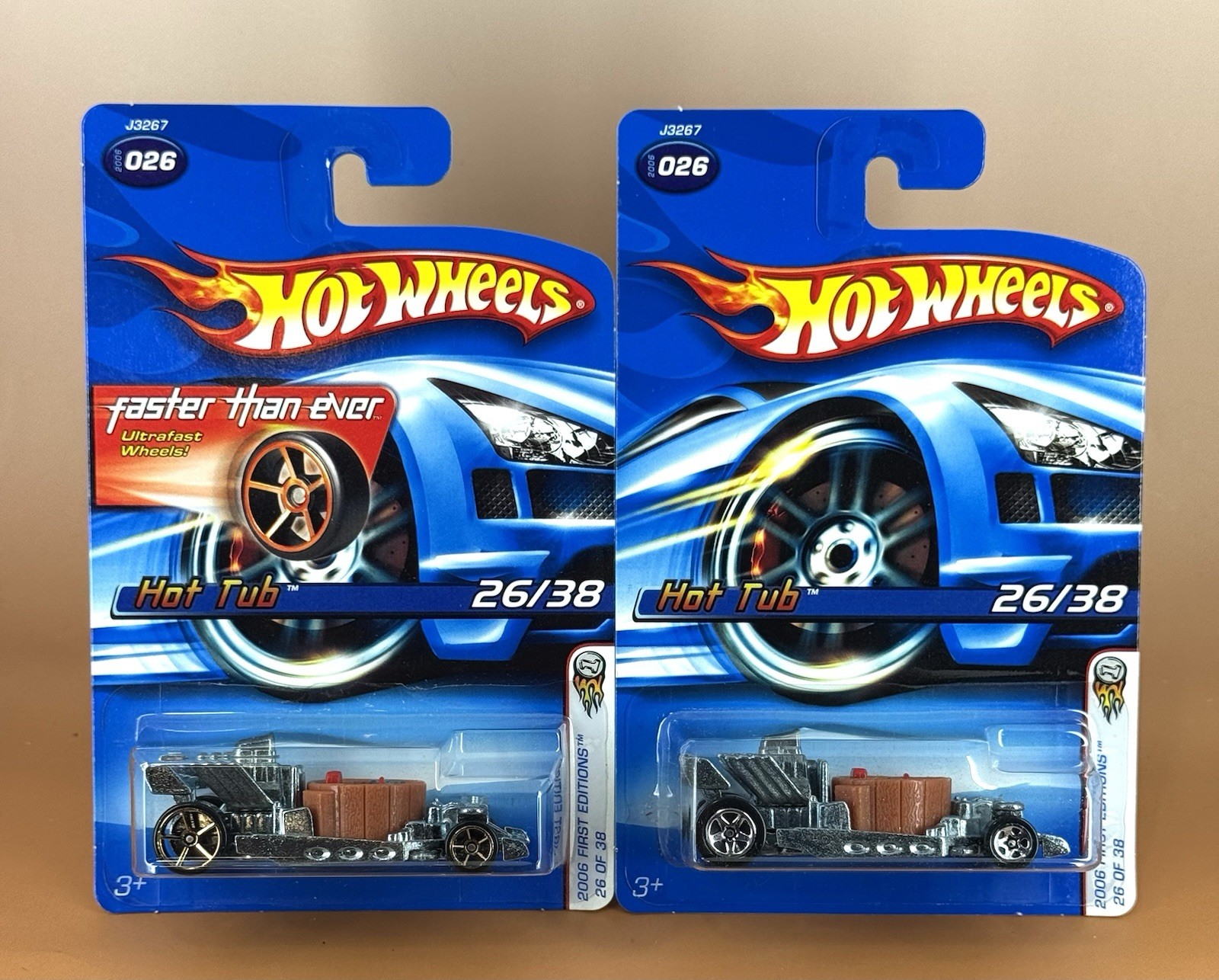 Hot Wheels 2006 First Editions HOT TUB Tan (lot of 2) w/FTE & 5s wheels 26/38