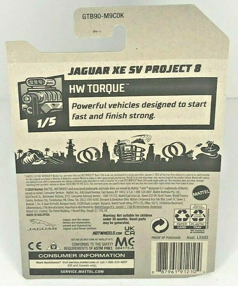 Hot Wheels Black Jaguar XE SV Project 8 #85 HW Torque 1/5 GTB90-M9C0K