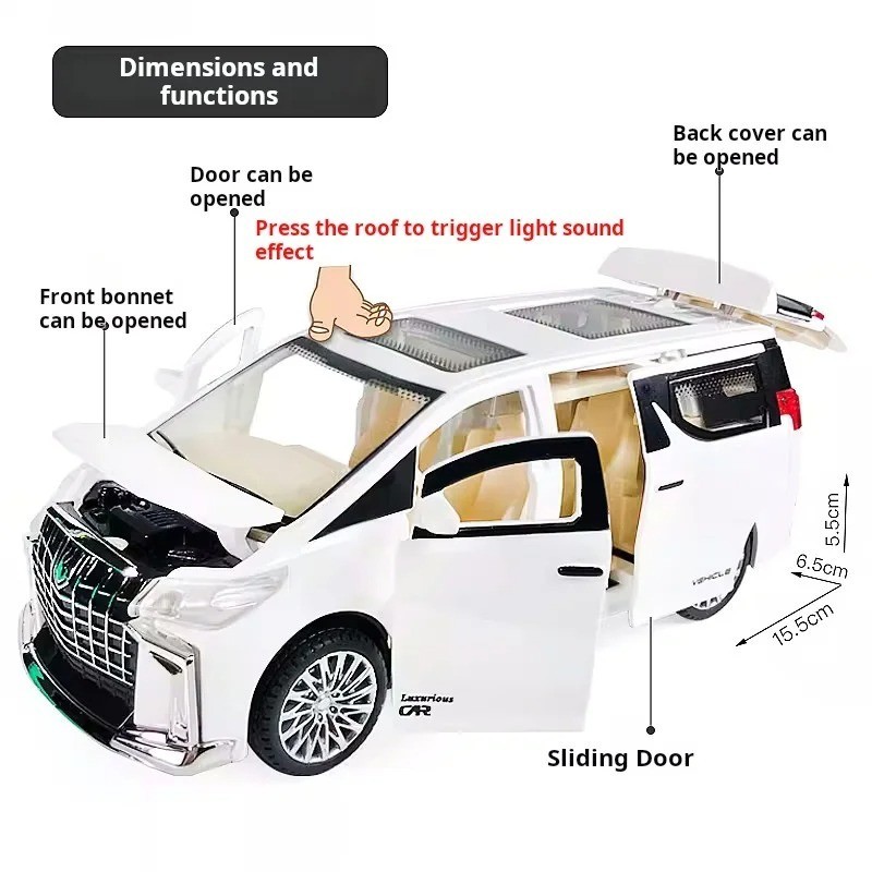 Pull Back Car Toy Kids Simulation Vehicle with Lights Sound Gift