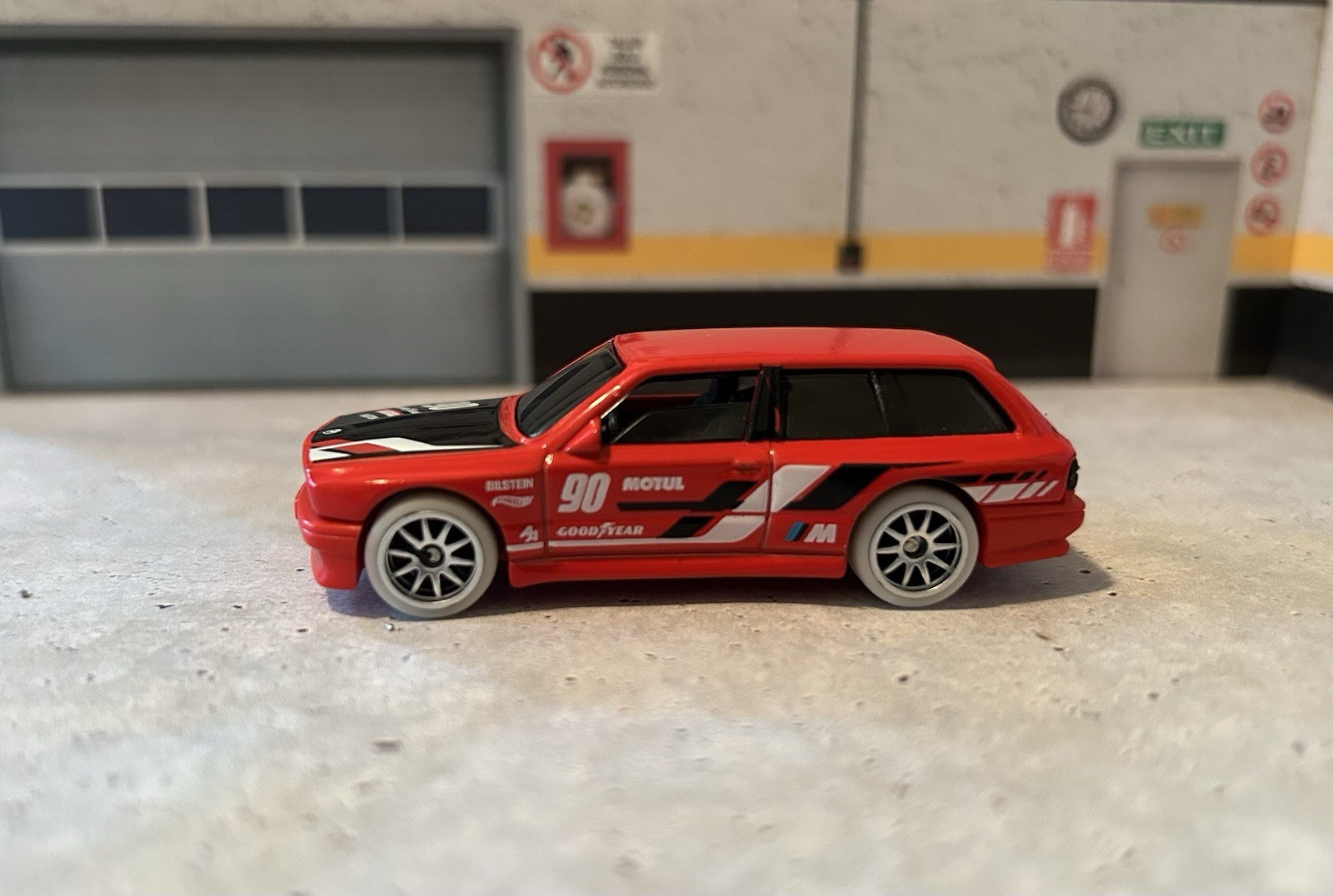 Hot Wheels BMW M3 Wagon Red W/ White Real Riders Rubber Tires On Spokes