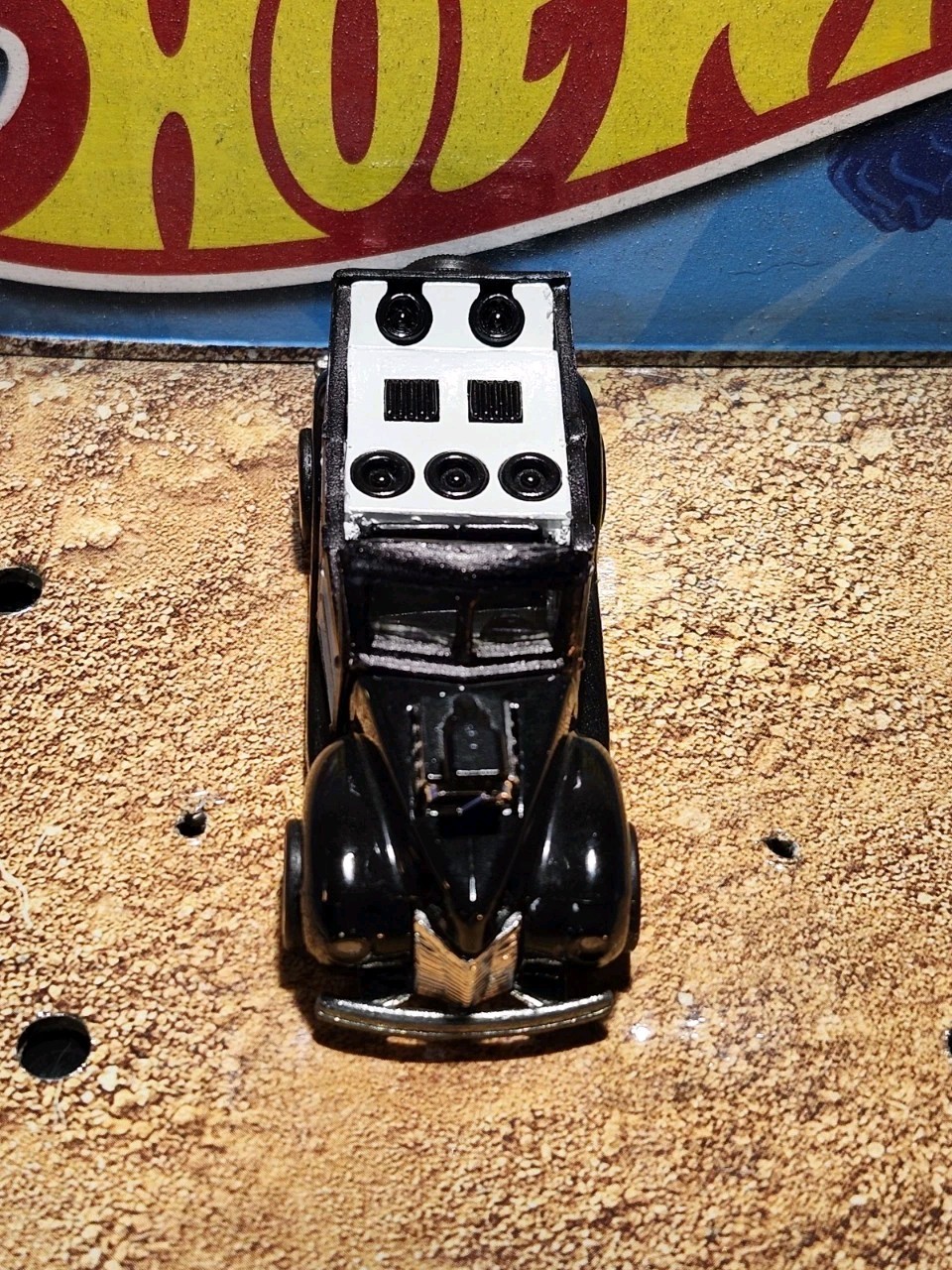 1/64 Custom Made Hot Wheels 40s “Woodie” Panel Delivery Van Black