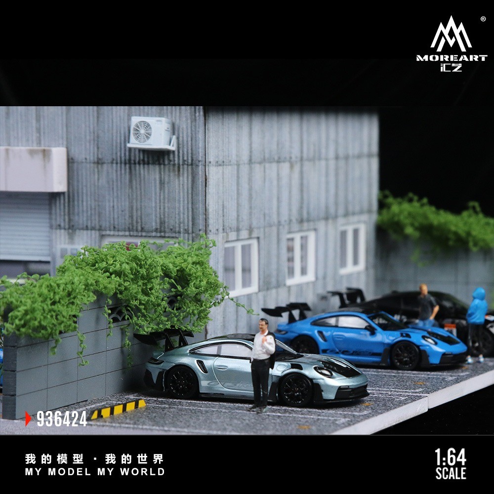 1/64 Diorama Garage Scene Display Case LED Lighting Factory Parking Lot Model US