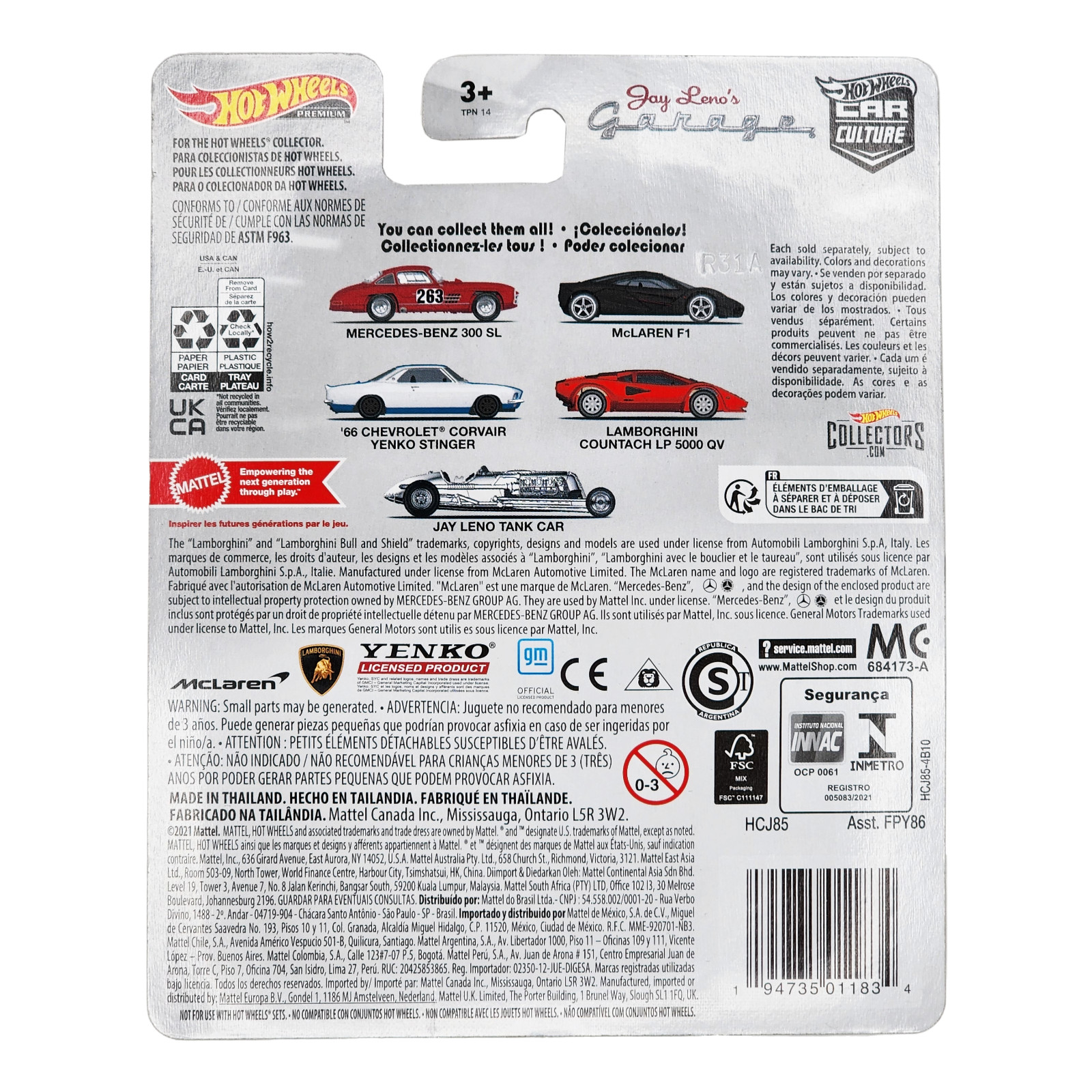 HOT WHEELS Jay Leno Tank Car Culture Jay Leno’s Garage Premium HCJ85 2022