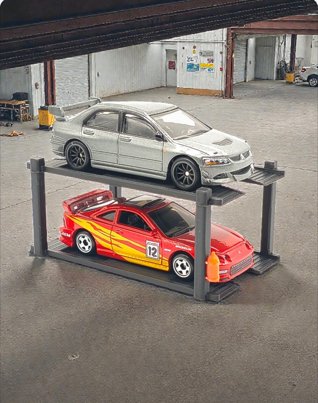 TWO Quantity 1:64 Diecast 2 Car Lift with Colored Tank 3D printed Cars Not Inclu