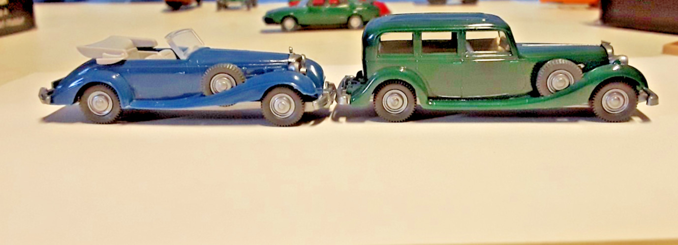 Wiking 1:87/HO Scale HORCH 850 Green & Mercedes 540 K Convertible Blue (Lot 8