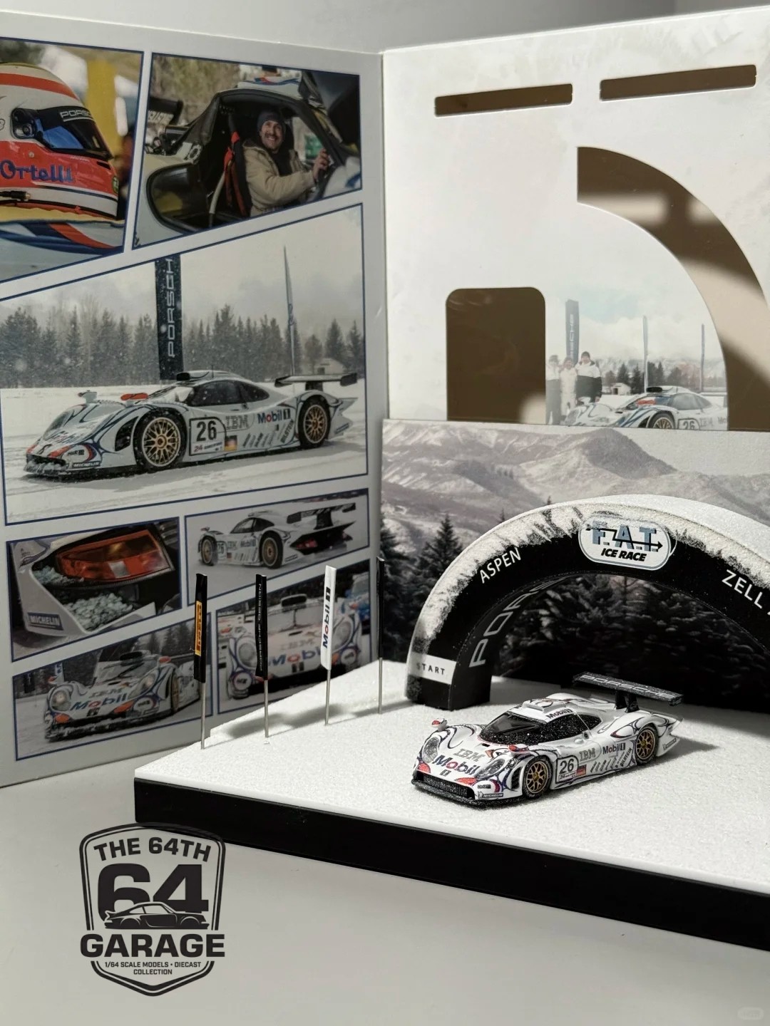 Trends Hobby 1/64 Porsche 911 GT1 Aspen Ice Race Diorama HEC 2026 Set Limited