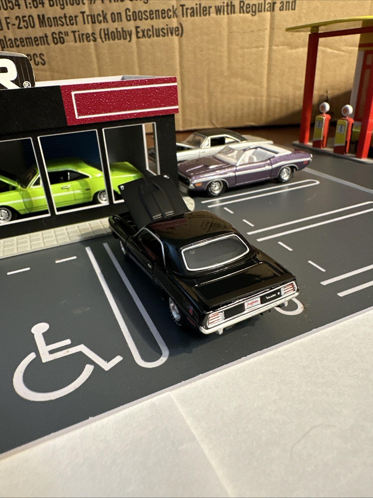 2025 Greenlight 1970 AAR Cuda Black With Stand 1/64 Adult Collectible
