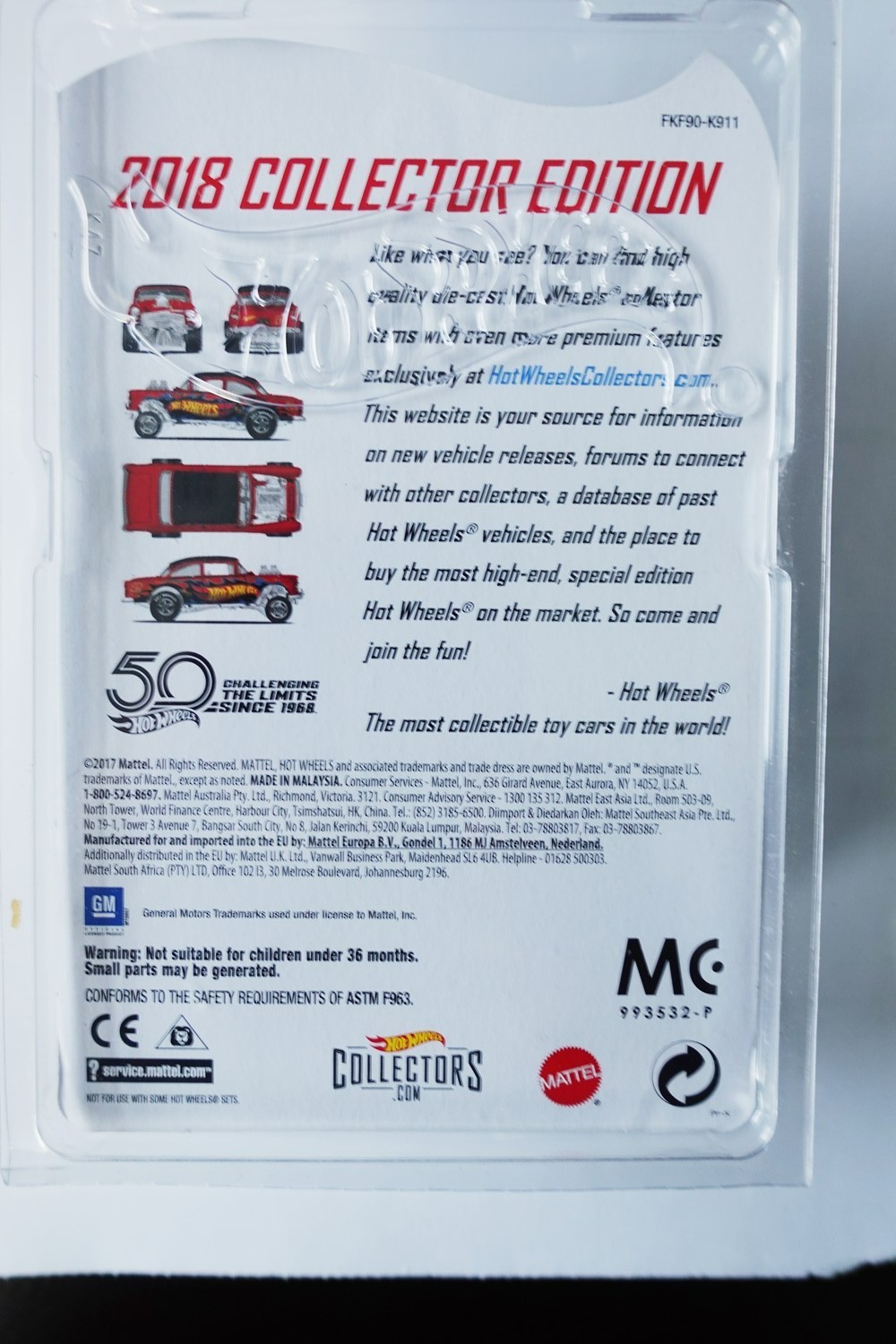 Hot Wheels 2018 Mail-In ’55 Chevy Bel Air Gasser w RRs