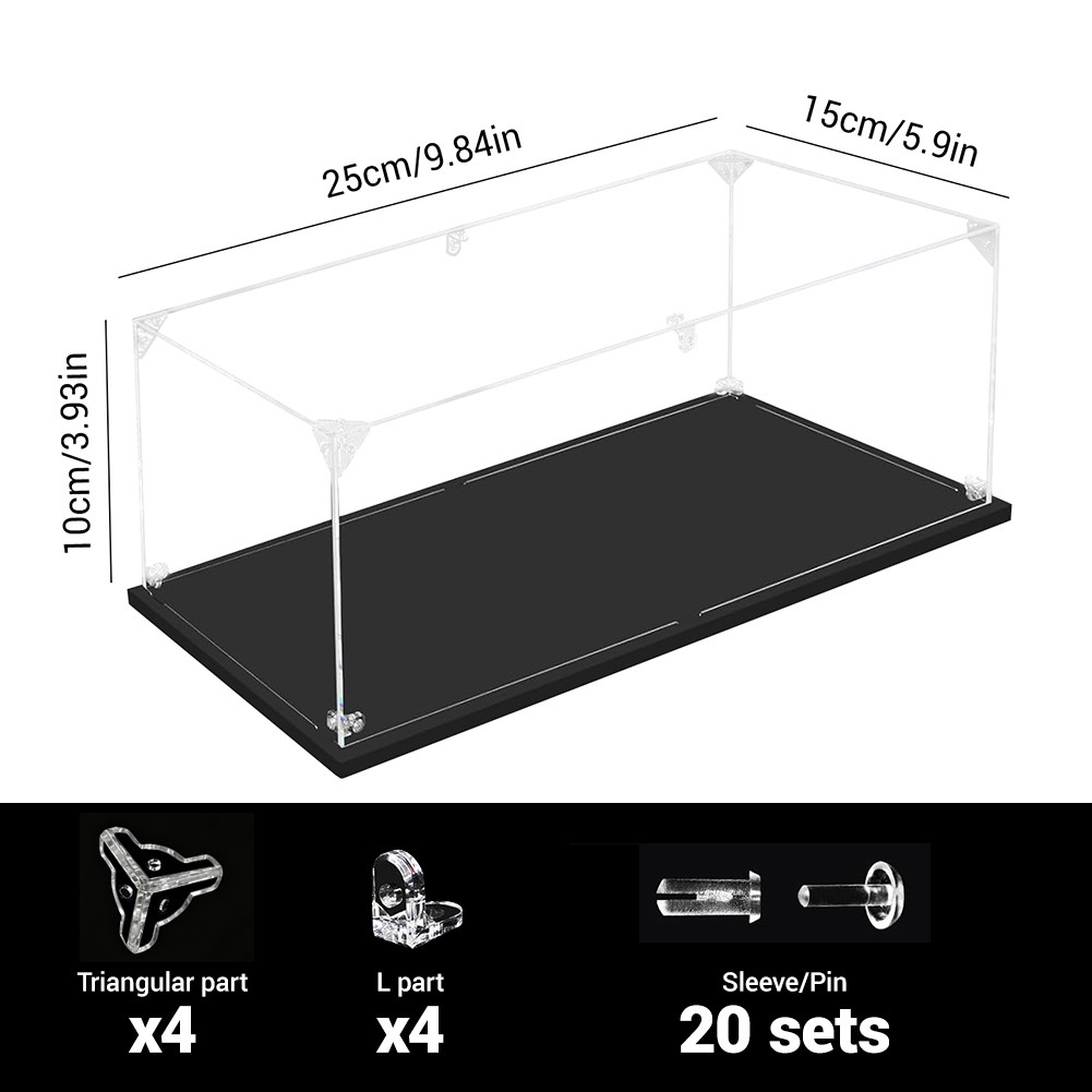 1-4Pcs Dustproof Clear Acrylic Display Case 25*15*10cm for 1/24 Scale Car Model