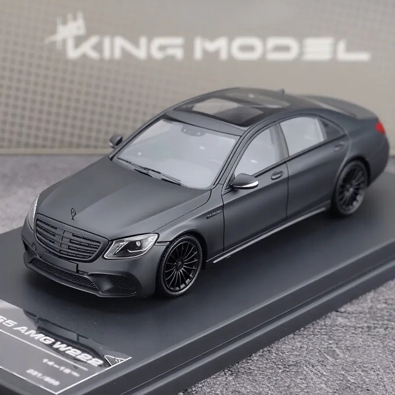King 1:64 Matte Black AMG S65 W222 Luxury Sports Model Diecast Metal Car