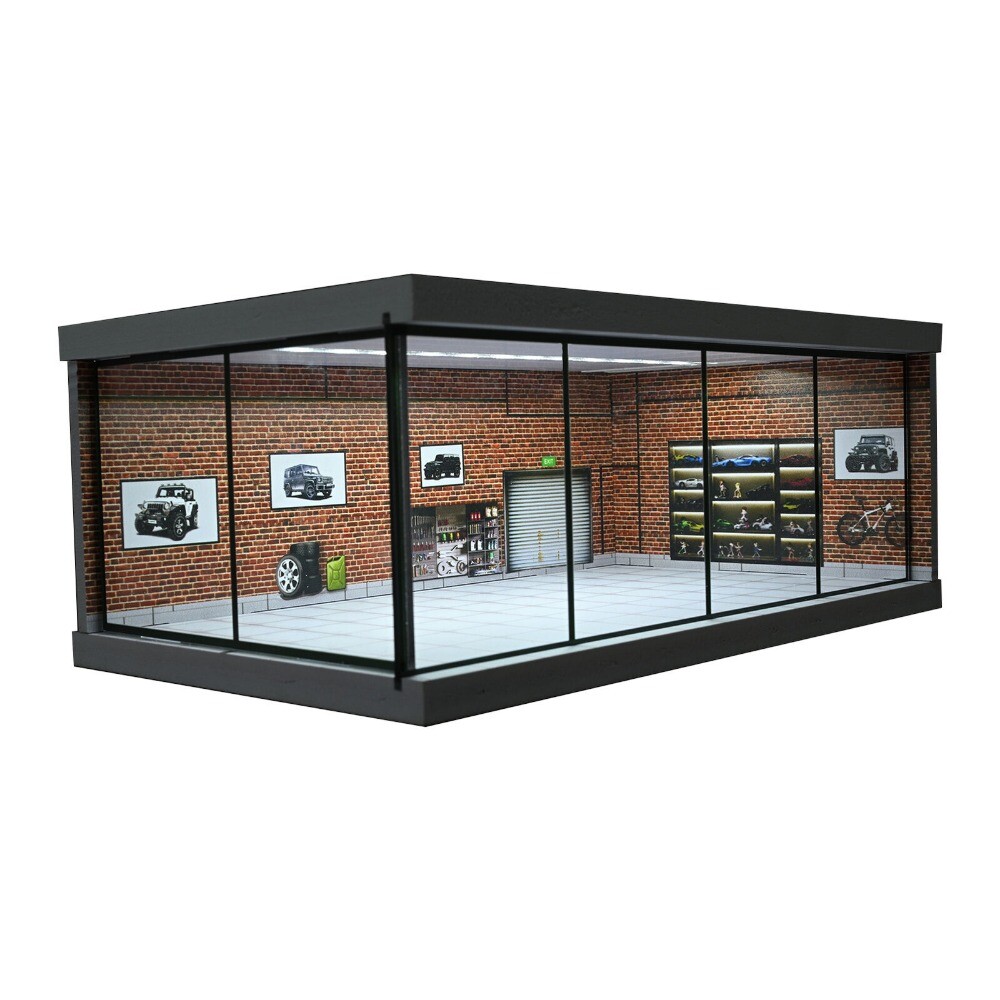 Diorama 1/64 Car Garages Model LED Lighting City Car Showroom Display Model Toys
