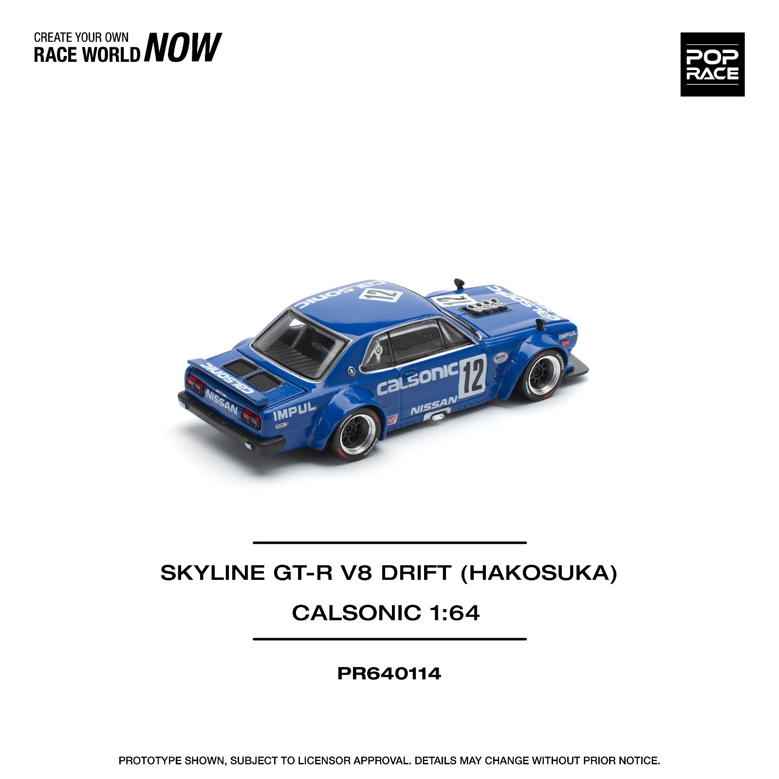 Pop Race Nissan Skyline GT-R V8 Drift (Hakosuka) – Calsonic 1:64 Car PR640114