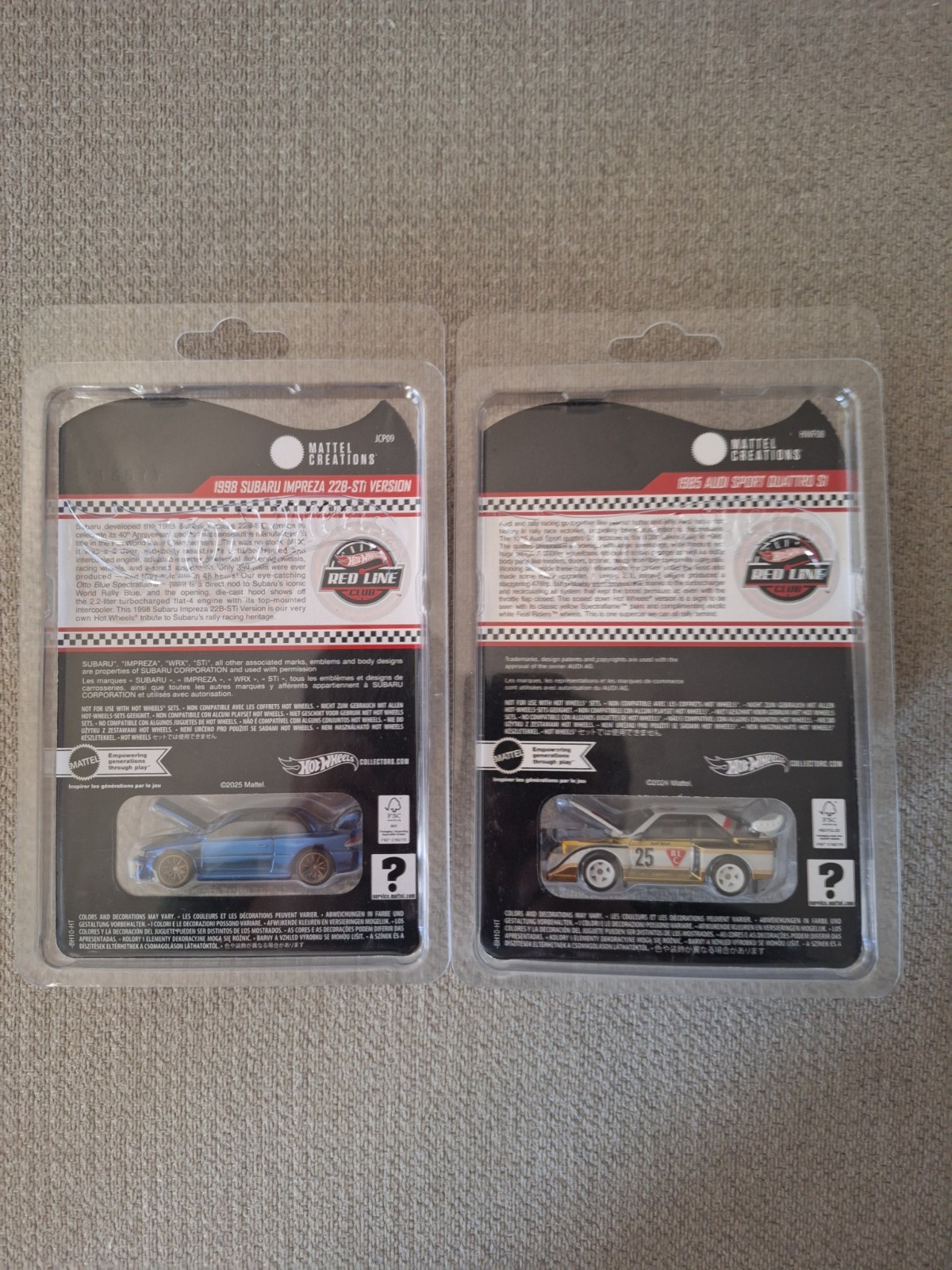 Hot Wheels RLC 1998 Subaru 22B-STI/AUDI Quattro S1 RLC Club Exclusive Sealed