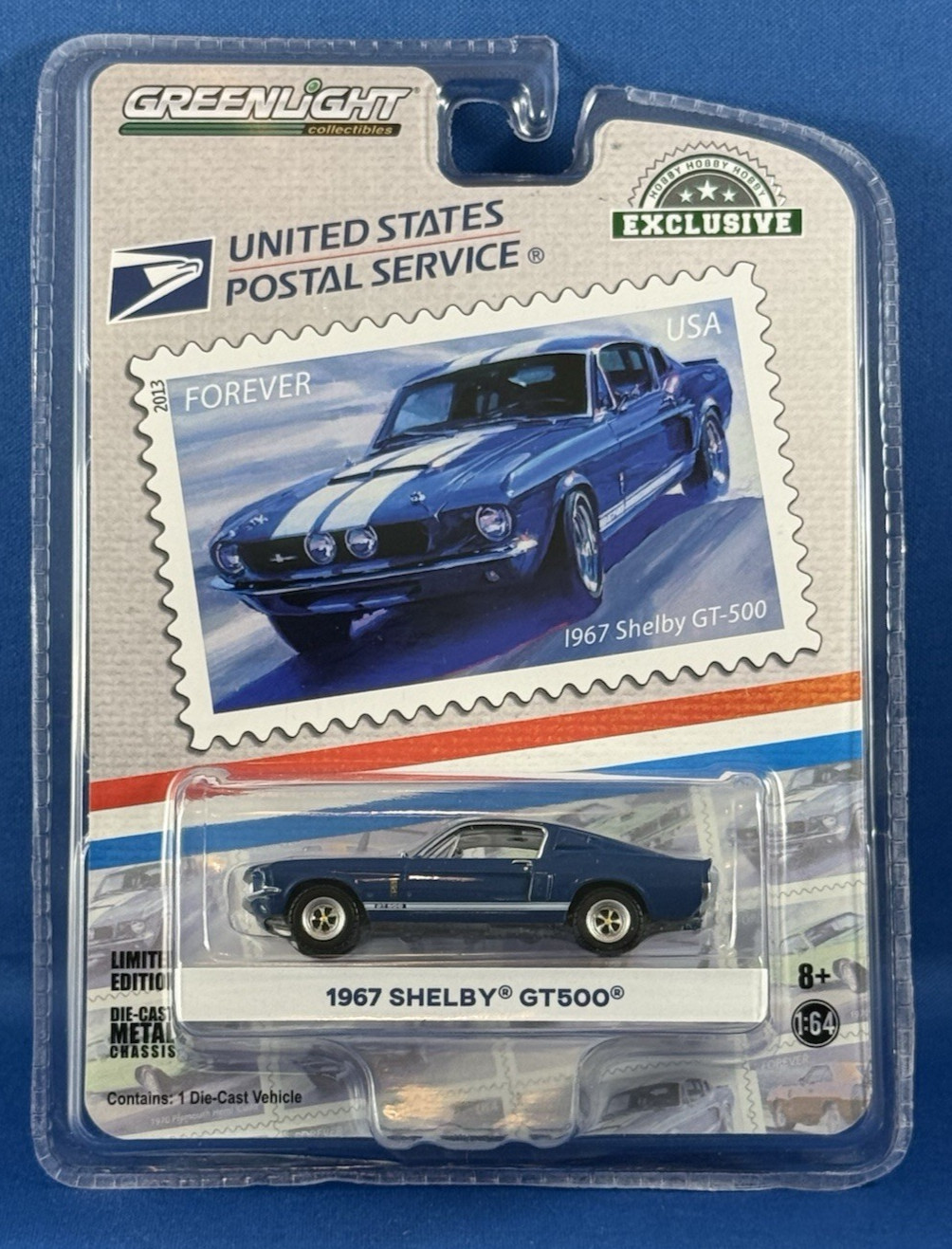 Greenlight Collectables 1967 Shelby GT500 USPS Forever Stamp Car 1/64 Scale NIB