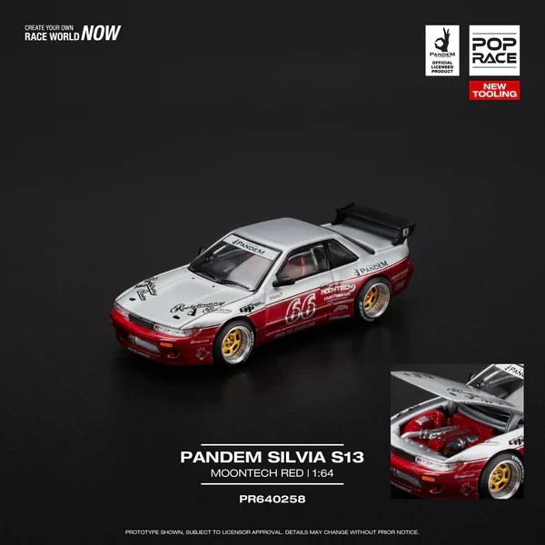 POPRACE 1:64 PANDEM SILVIA S13 – MOONTECH RED PR640258