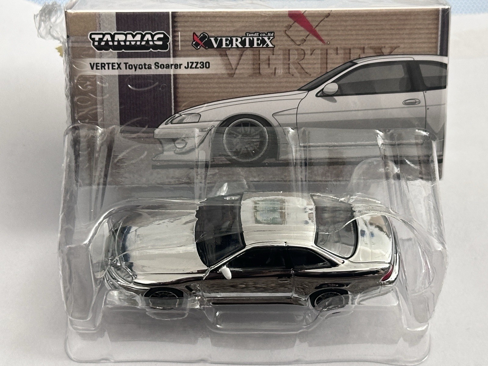 Tarmac Works 1/64 CHASE Toyota Vertex Soarer JZZ30 Silver Chrome T64G-080-WH New