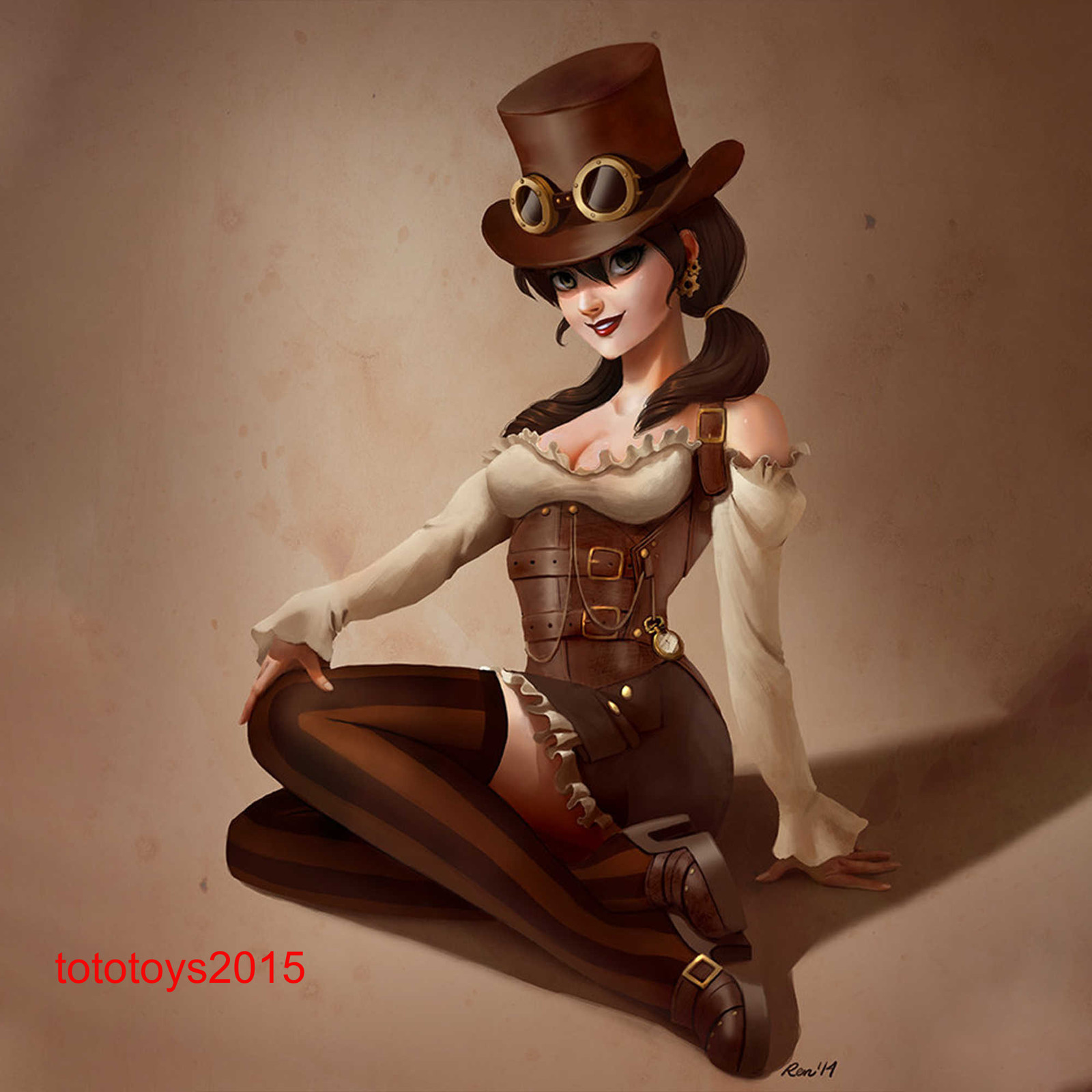 1/64 1/43 Steampunk Cap girl Scene Miniatures Figures Doll For Cars Vehicles Toy