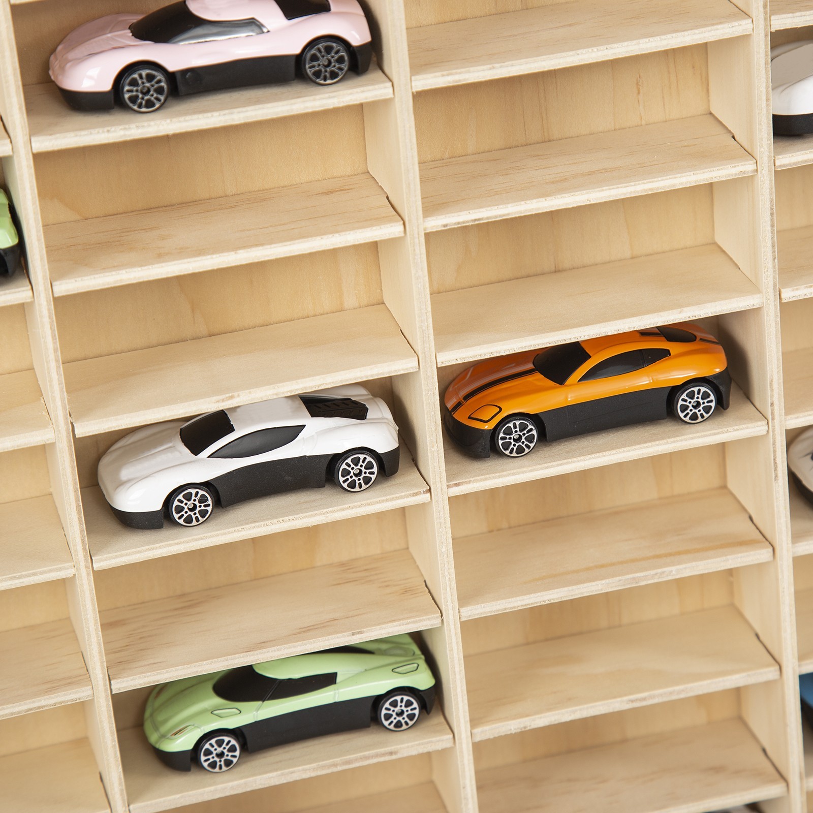 60 Grids Hot Wheels Diecast Box Wooden Display Storage Cabinet 1/64 Car Matchbox