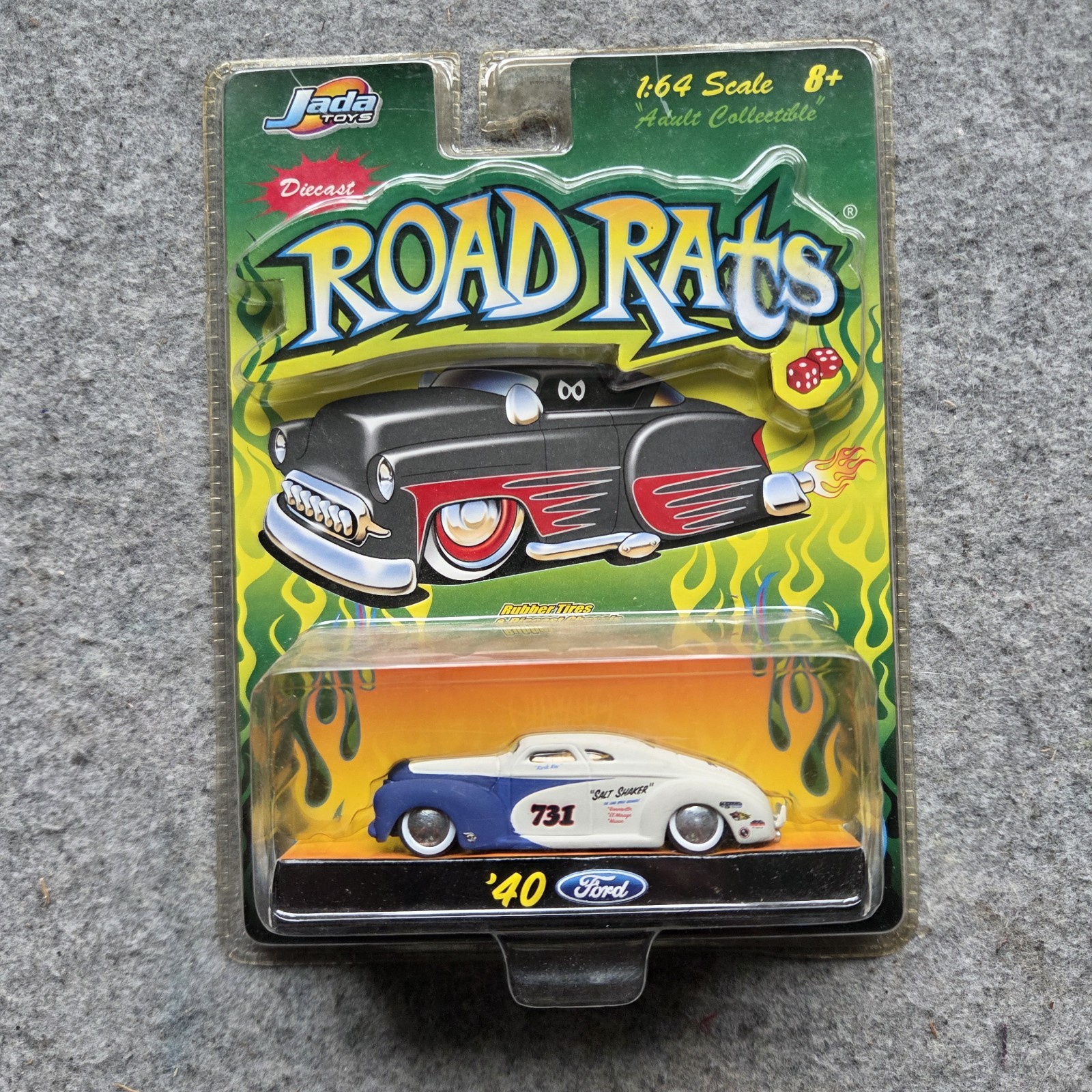 2003 Jada Toys Road Rats 40 Ford. White/Blue Toy Car 1:64 Scale