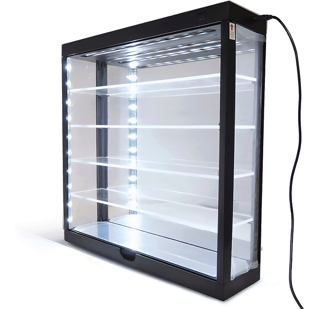 1:64 Scale Wall Mount 5 Tier LED Display Case with Mirror Back