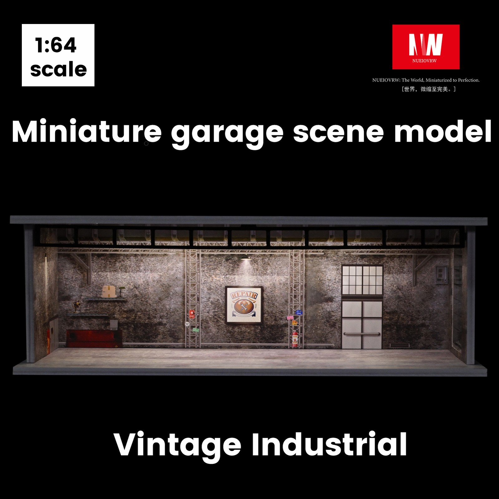 Diorama 1/64 Diecast Garage Showroom Model LED Parking Lot Model Display Case US
