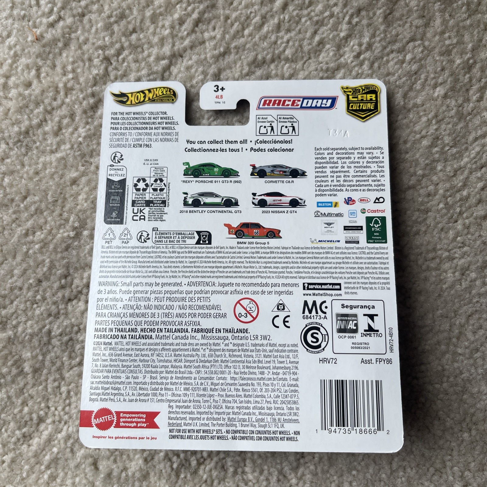 Hot Wheels Car Culture Race Day Rexy Porsche 911 GT3 R (992) Green 1:64 Unopened