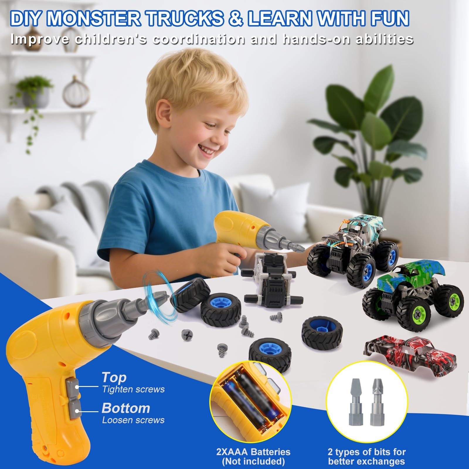 Take Apart Monster Truck Toys for 3 4 5 6 7 8 Year Old Boys, STEM Educational…
