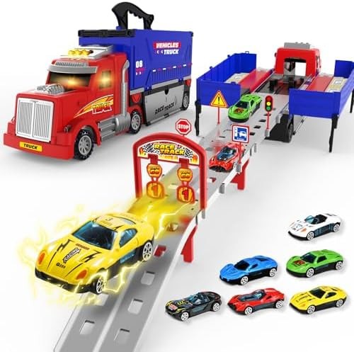 Carrier Truck Race Track Toys, Truck Toys for 3, 4, 5, 6, 7, 8 Years Old Kids…