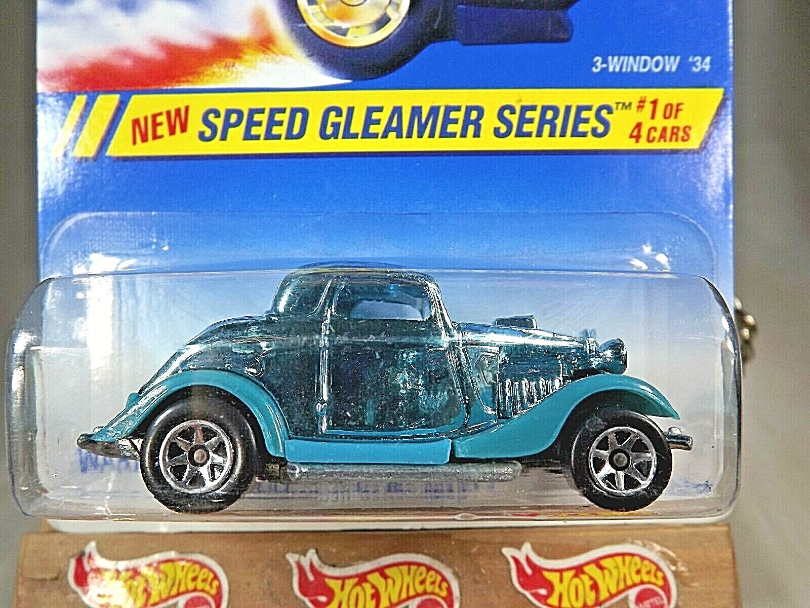 1995 Hot Wheels #312 Speed Gleamer Series 1/4 3-WINDOW ’34 Aqua w/Chrome 7 Spoke