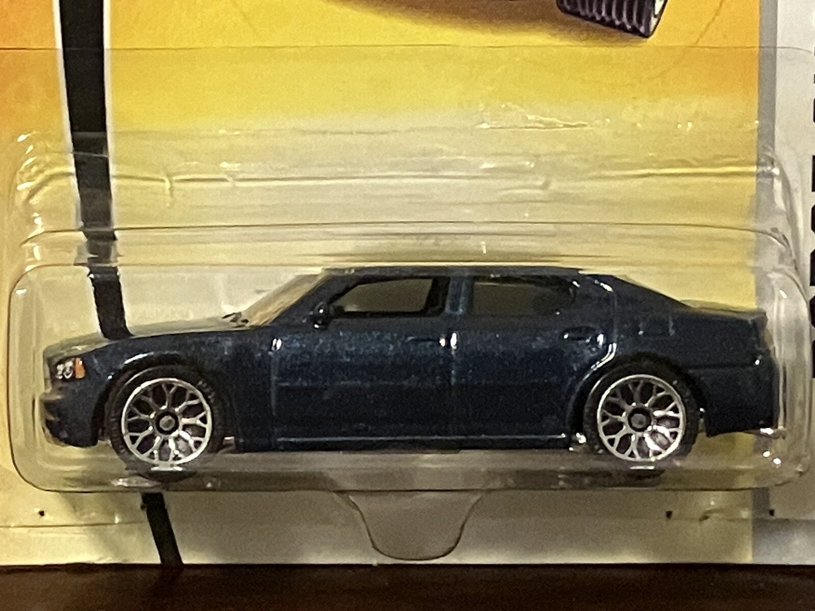 Matchbox 1-75 Dodge Charger Lot Of 2 Dark Blue And Yellow Green Cracked Blister